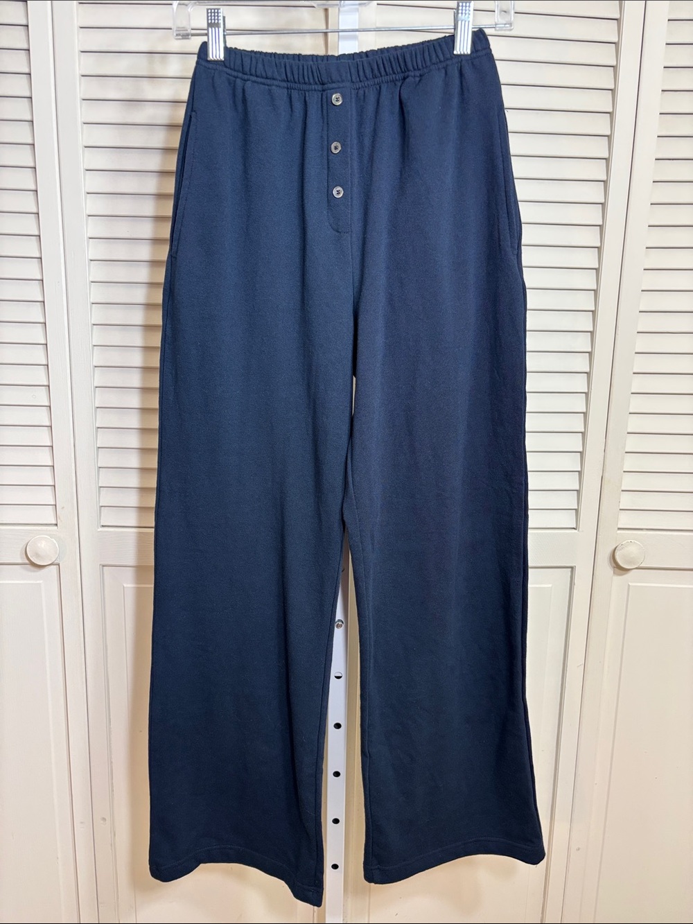 NWT Almina Concept Wide Leg Button Front Lounge Pants in Navy Small